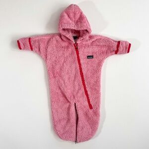 PATAGONIA Infant Pink Winter Hi Plush Fleece Baby BUNTING SnowSuit Size 6 Months